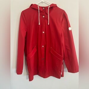 French Connection Vibrant Red Rain Jacket Size Large